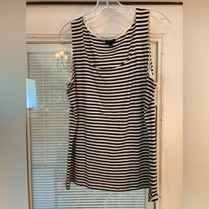Talbots Black & Cream Stripes Tank Top